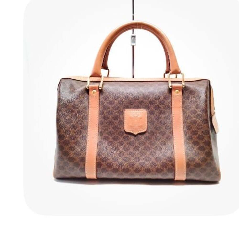 Celine (Authentic) Macadam Brown Medium Boston Ha… - image 1